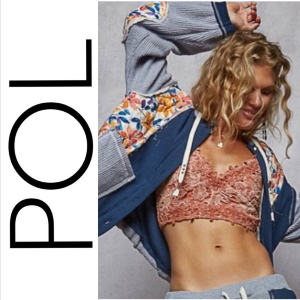POL Jacket w/ Hoodie Matching Patchwork Sweatsuit Medium Joggers Sold Separately